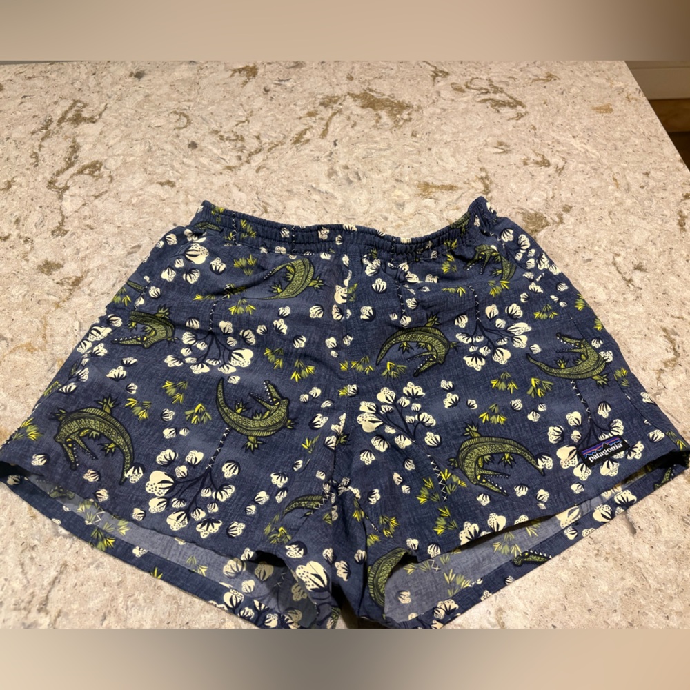 Patagonia Blue and Green Floral Athletic Shorts